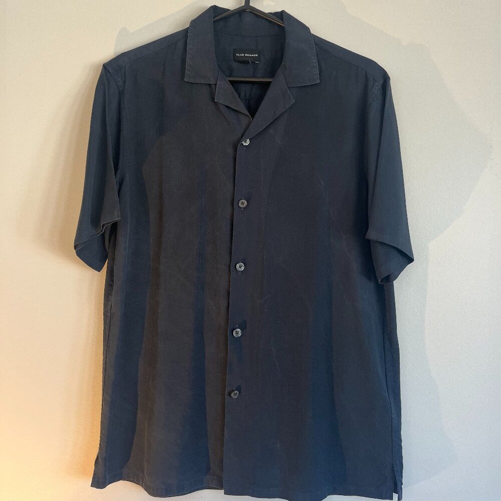 Club Monaco Textured Lyocell Camp Collar Shirt - Relaxed Fit